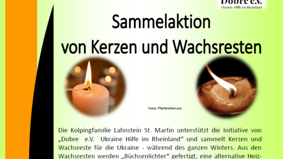 Sammelaktion von Kerzen und Wachsresten